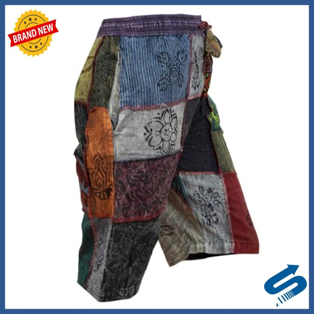 Cotton Patchwork Drawstring Elastic Waist Festiva… - image 2